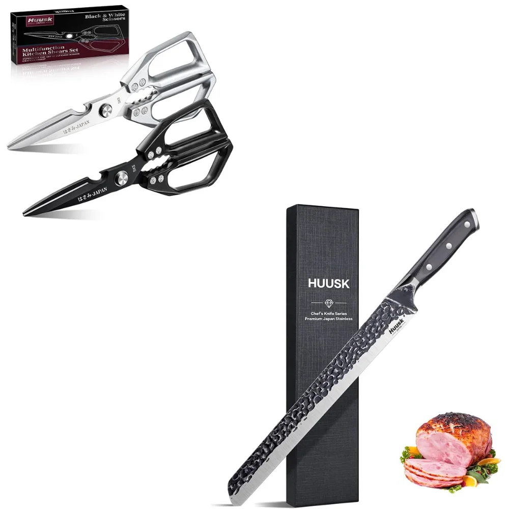Huusk Japan Hand Forged Slicing Knife, 11.5", Black