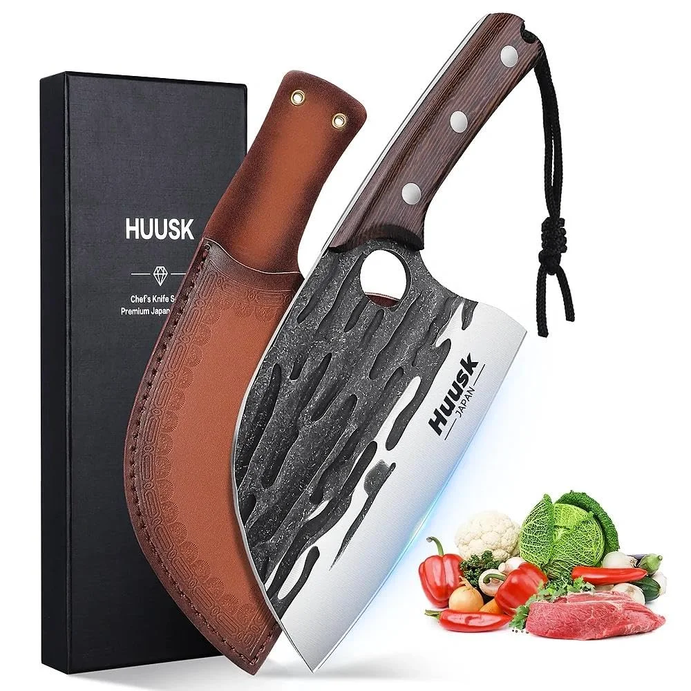 Huusk Meat Cleaver Knife, Silver