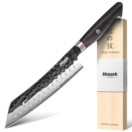 Huusk Santoku Chef Knife, 8", Black