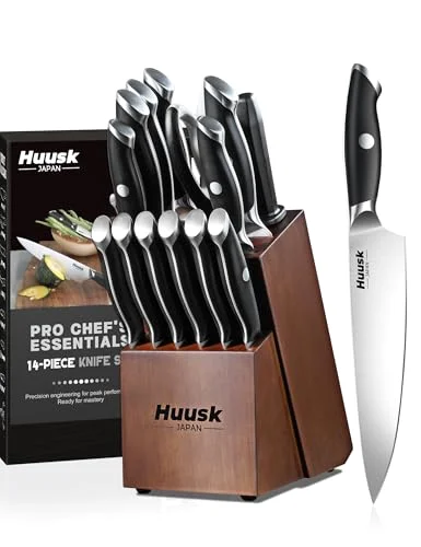 Huusk Kitchen Knife Block Set, 14 pieces, Black