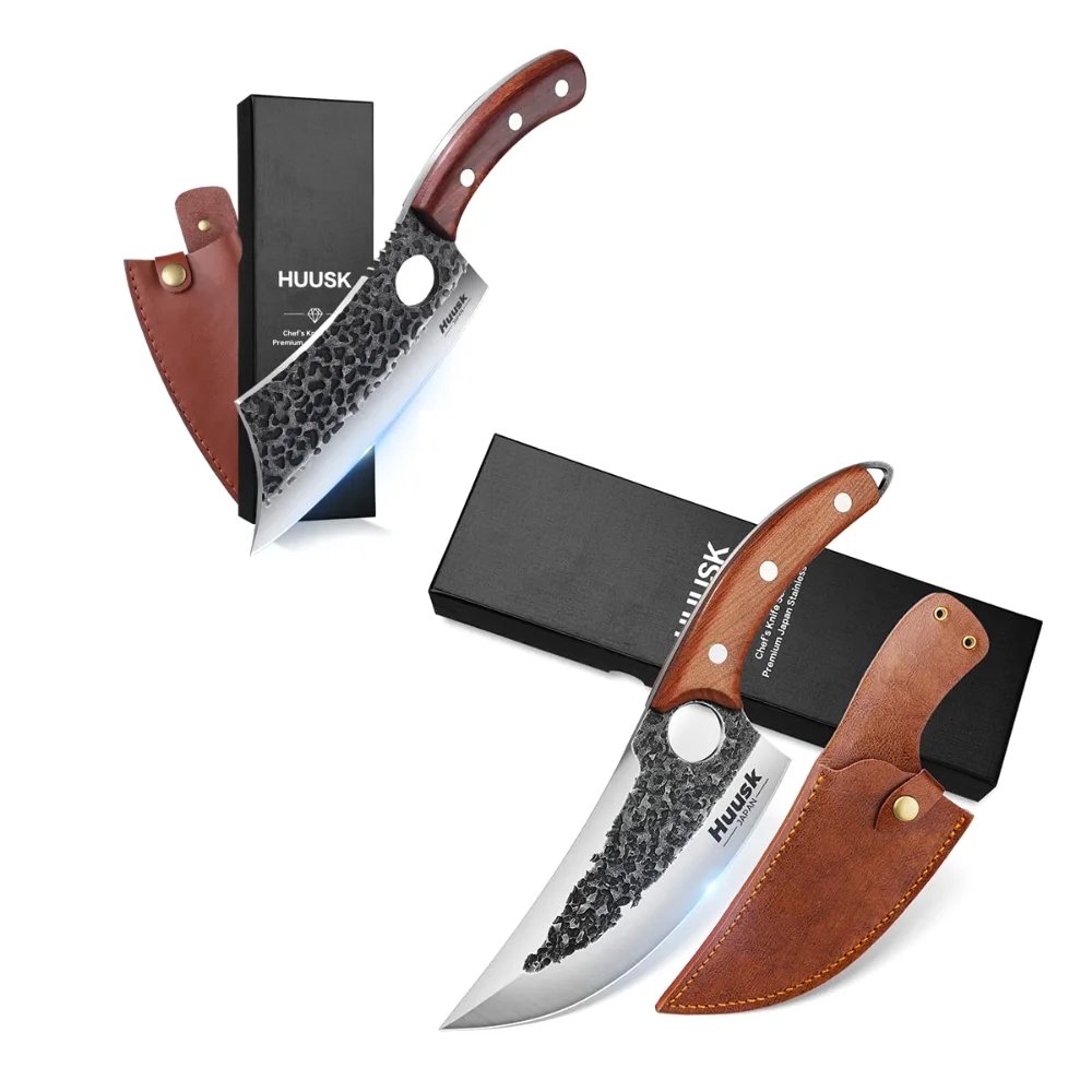 Huusk Knife Set Hand Forged Japanese, Black