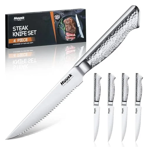 Huusk Japanese Steak Knife Set, 4 pieces, Silver
