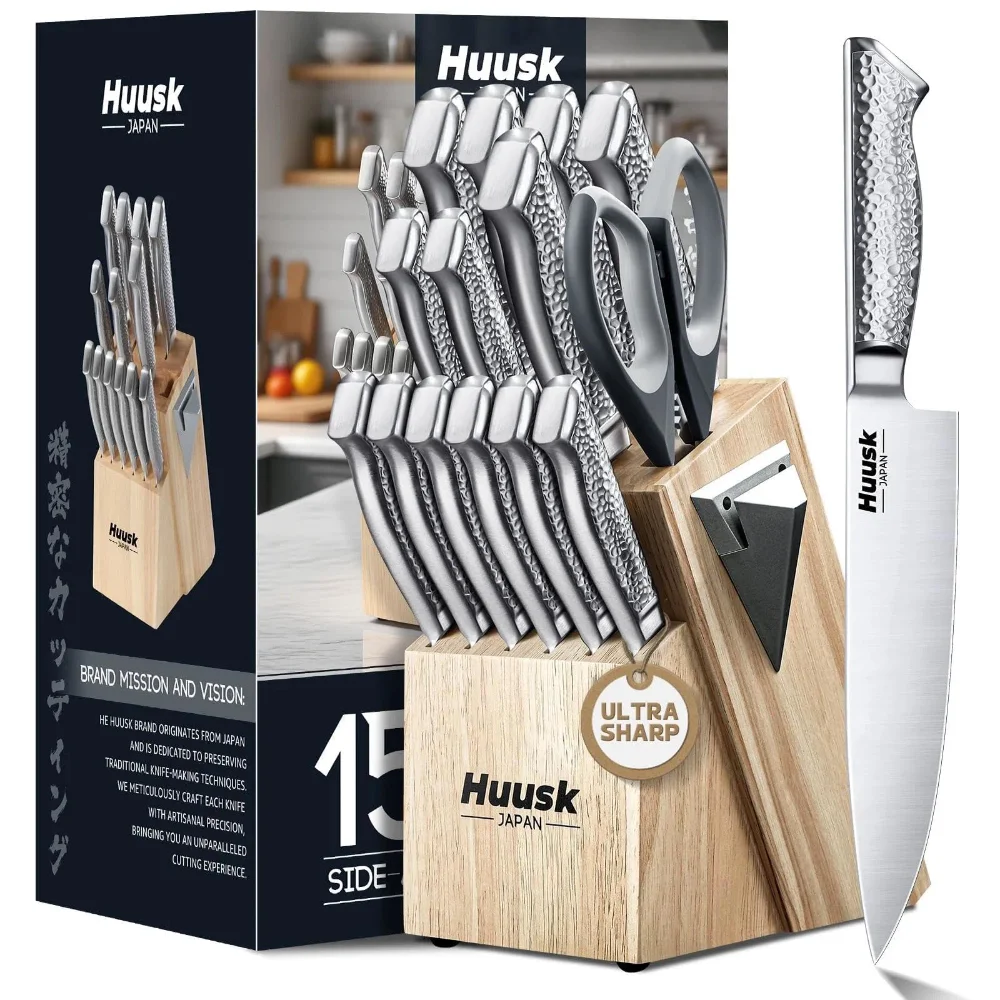 Huusk Kitchen Knife Set, 15 pieces, Silver