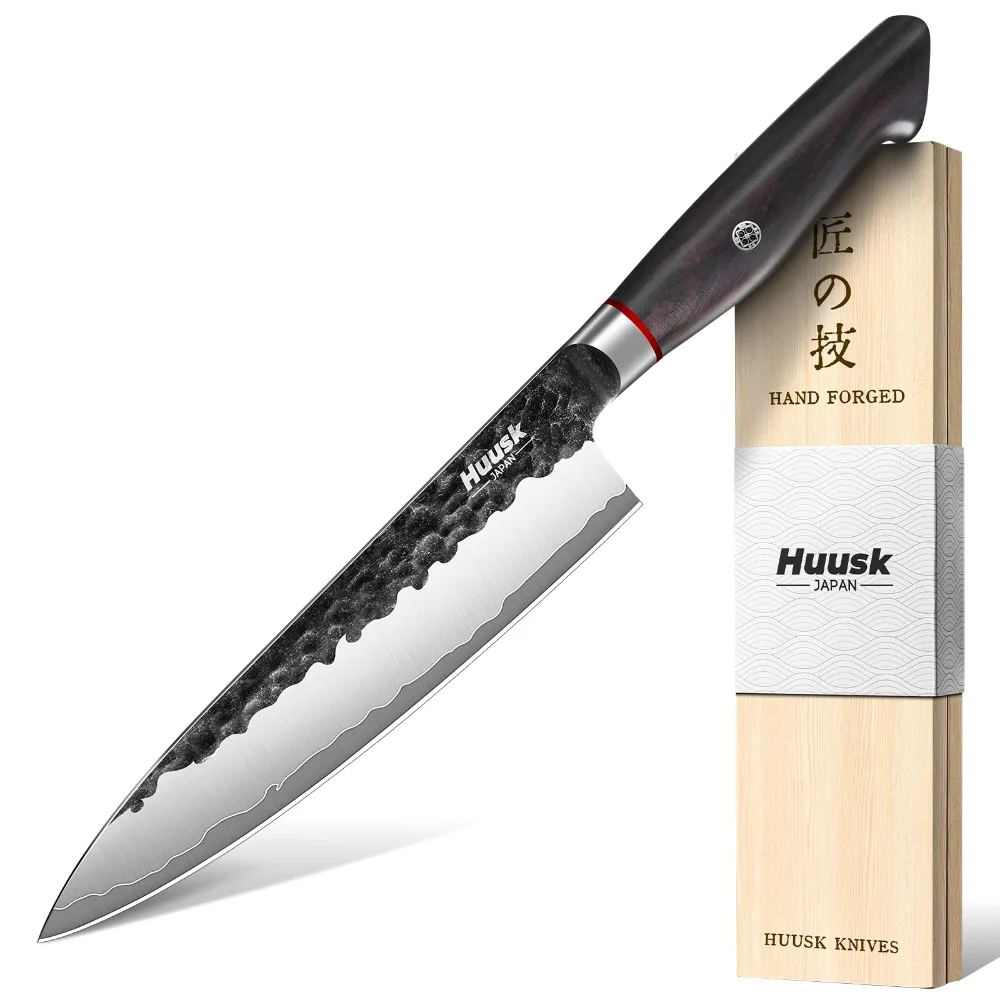 Huusk Gyuto Chef Knife, 8", Black