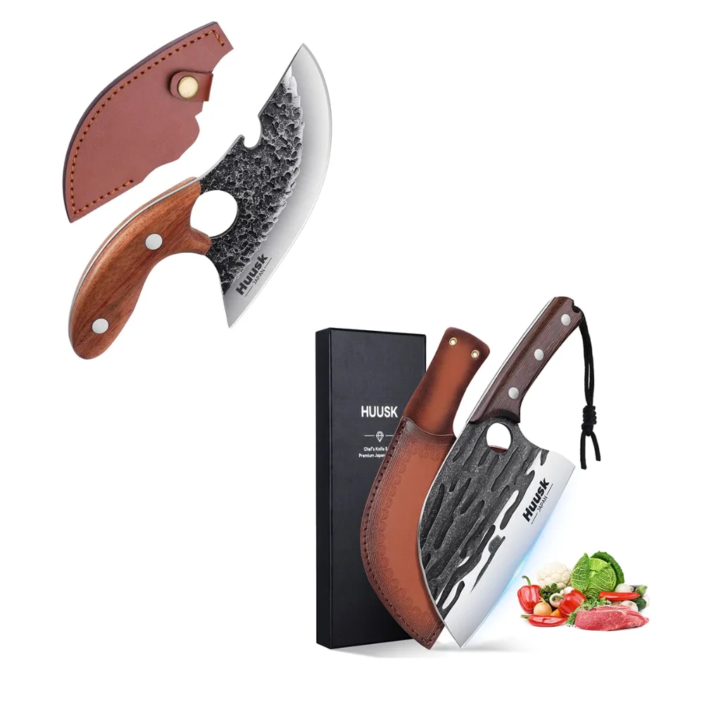 Huusk Upgraded Serbian Chef Knife Bundle, Silver