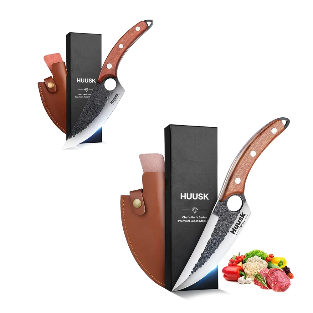 Huusk Knife Set Hand Forged Japanese, Green