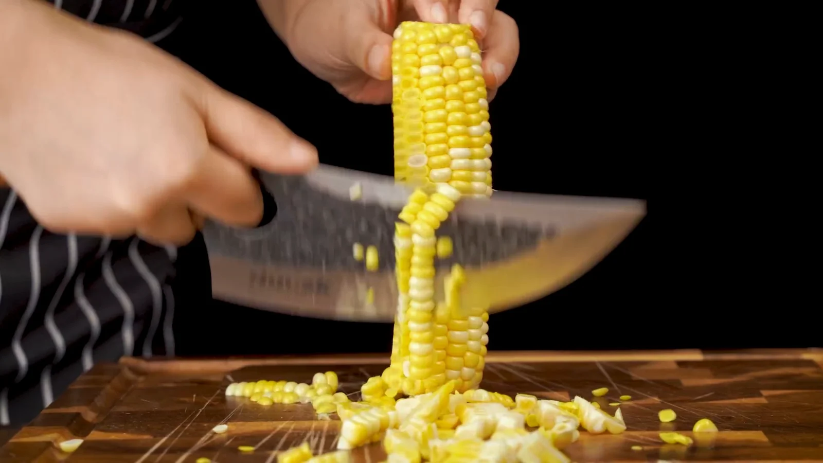 Corn off the cob in one pass, the job that shows what weight in the front of a blade is for.