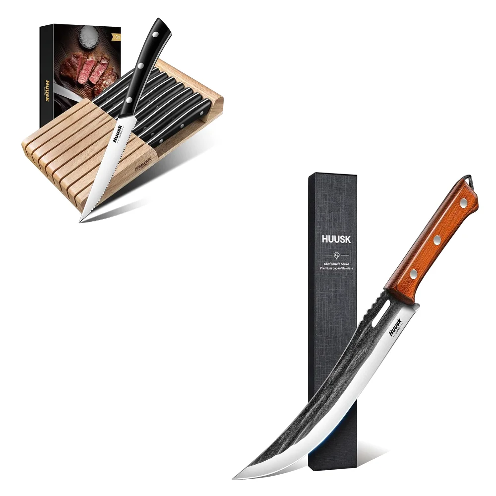 Huusk Hand Forged Carving Knife Bundle, 8 pieces