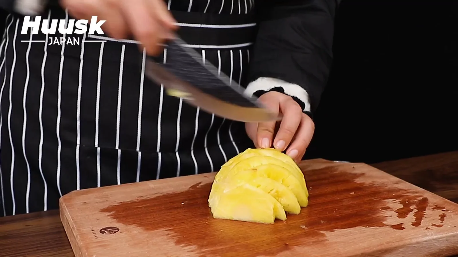 A potato scored the whole way across without going through: the test of an edge that is still where you left it.