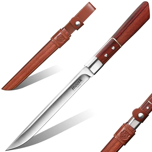 Huusk Fixed Blade Bushcraft Knife, Brown
