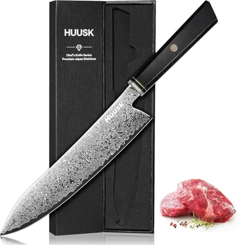 Huusk Damascus Chef Knife, 8"
