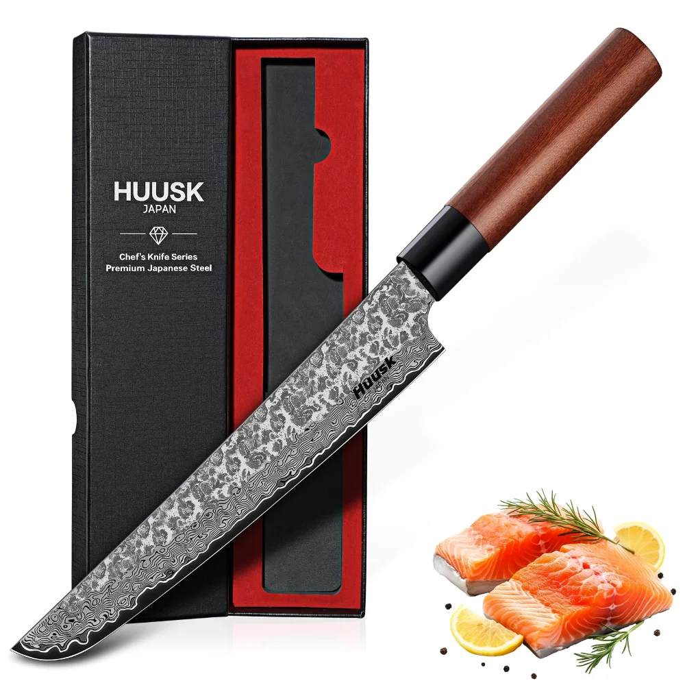 Huusk Japanese Gyuto Chef Knife, 8", Silver