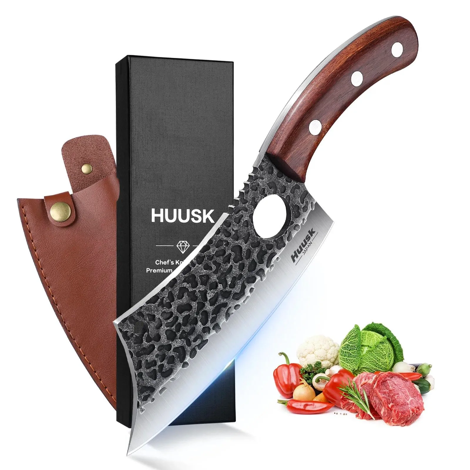 Huusk Meat Cleaver Knife, Brown