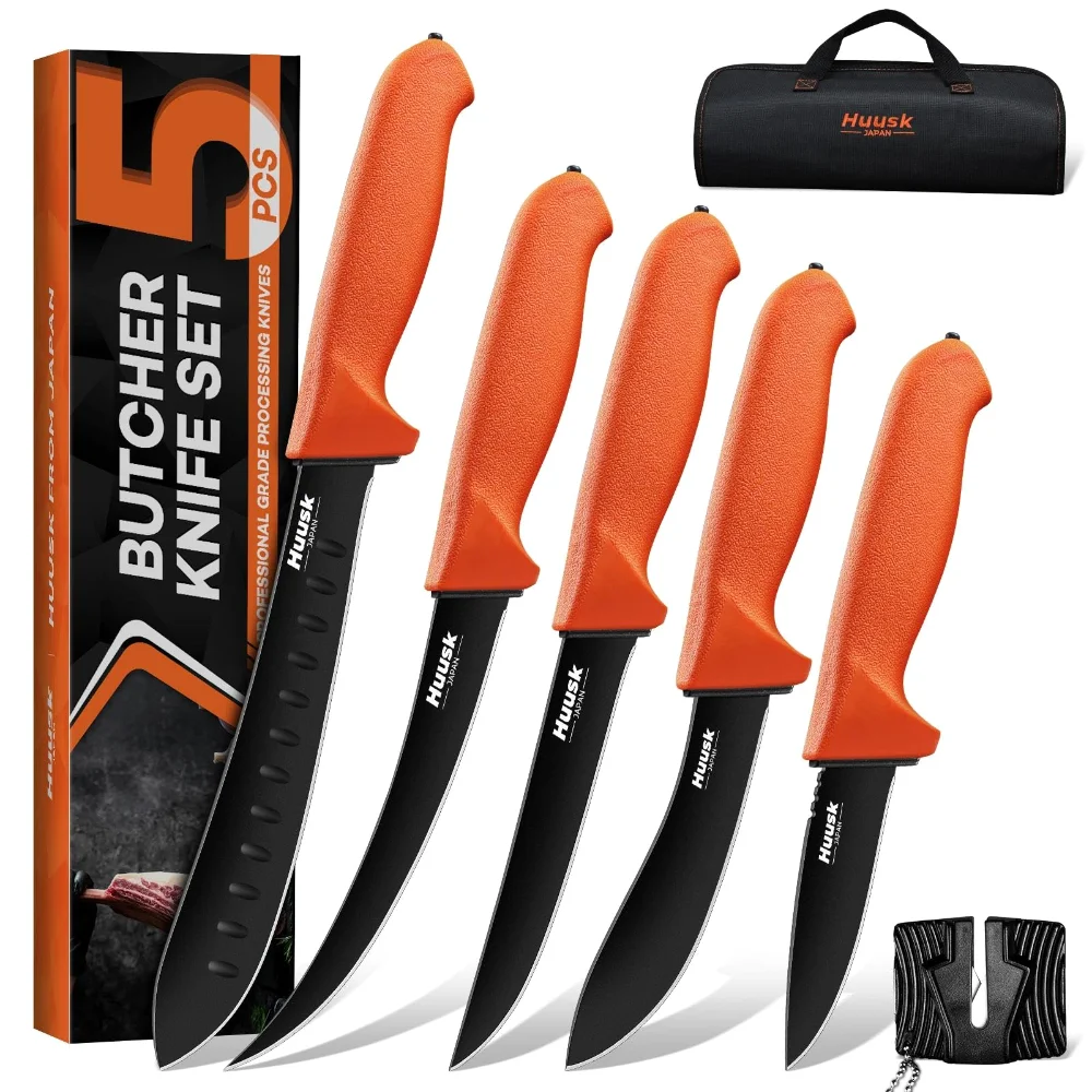 Huusk Butcher Knife Set, Orange