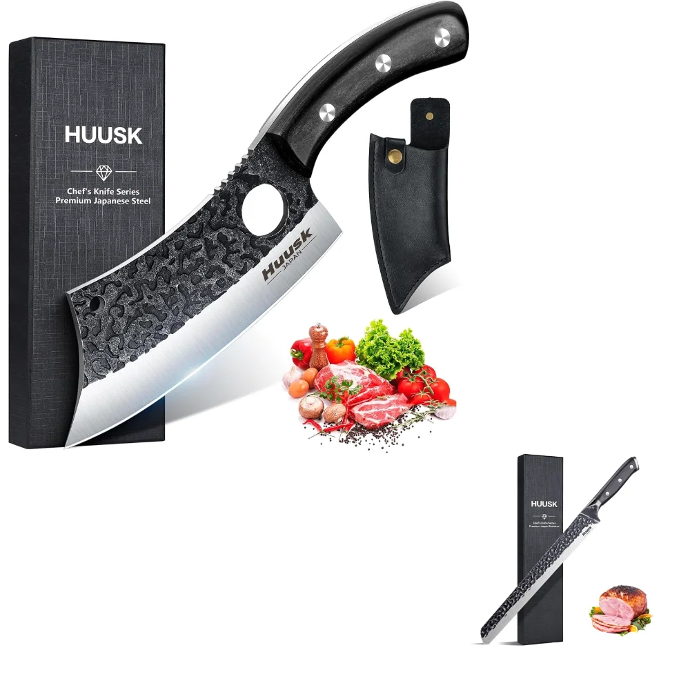 Huusk Knife Set Hand Forged Meat, Black
