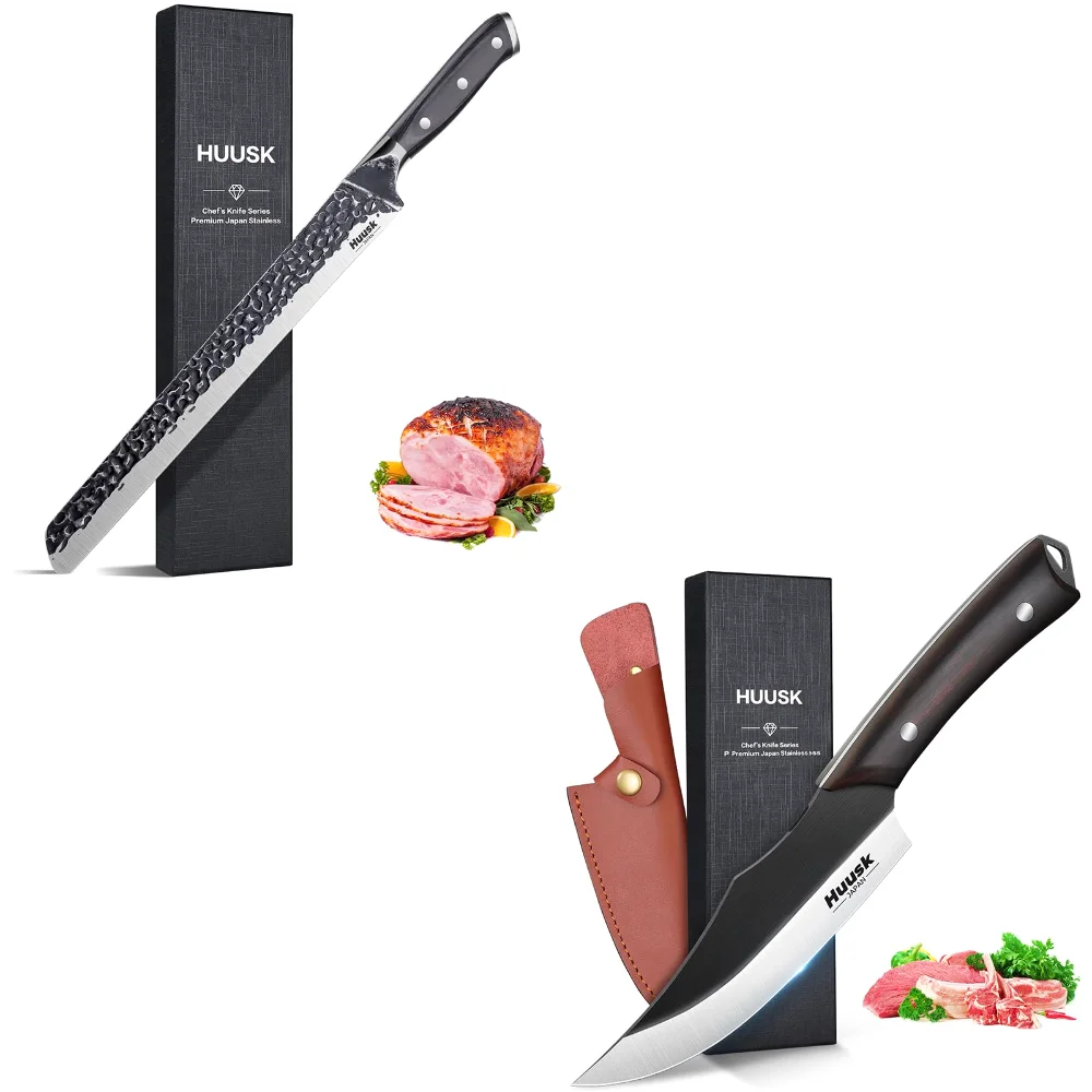 Huusk Japan Hand Forged Slicing Knife, 12", Silver