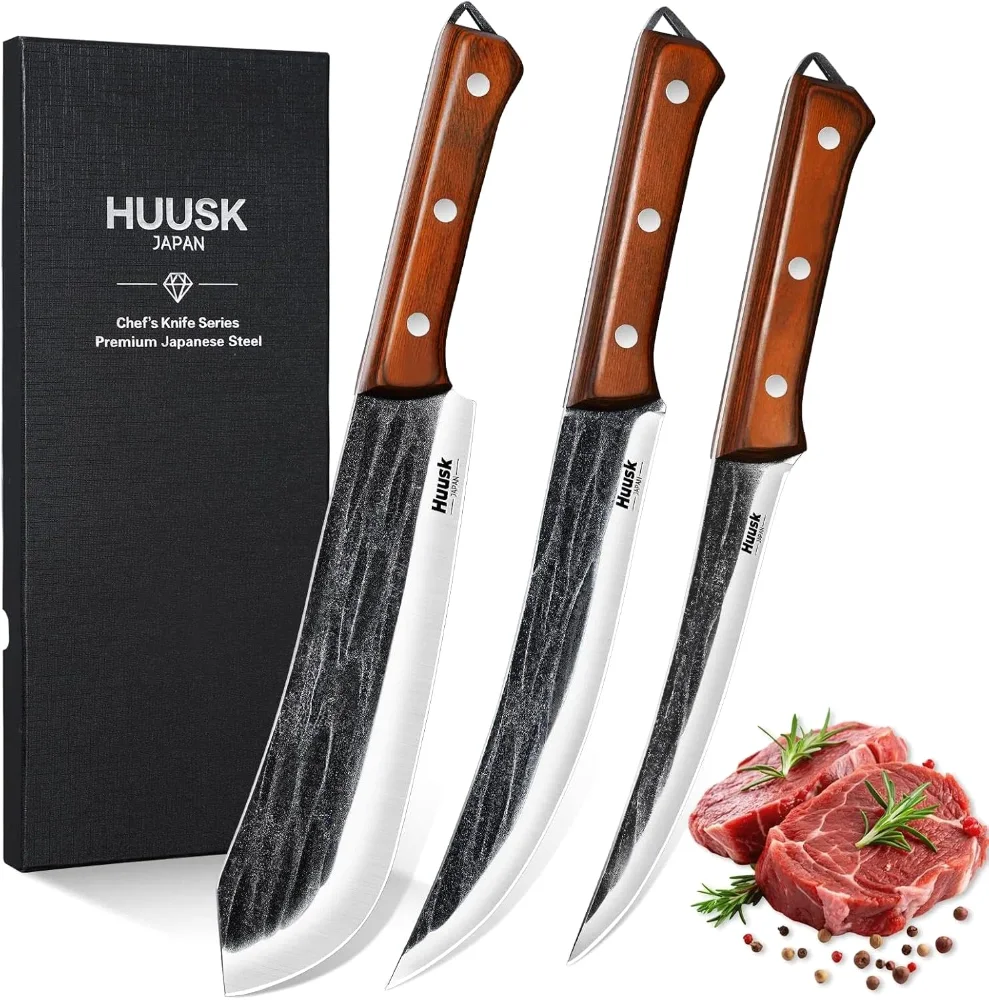 Huusk Butcher Knife Set, 3 pieces, Silver