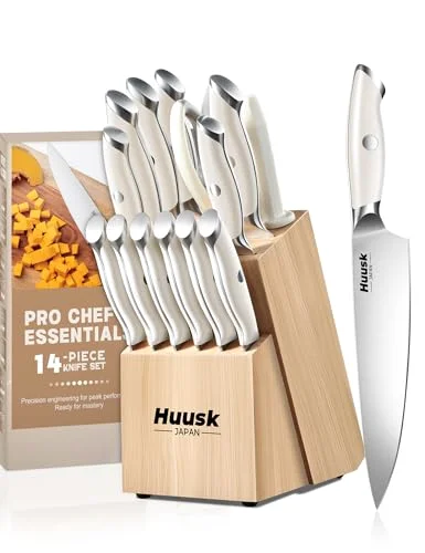 Huusk Knife Set, 14 pieces, White