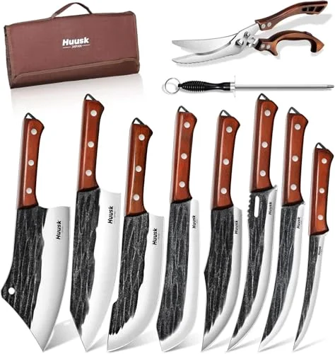 Huusk Butcher Knife Set, 10 pieces, Brown