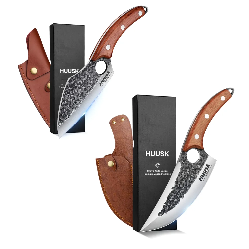 Huusk Upgraded Chef Knife Bundle, Brown